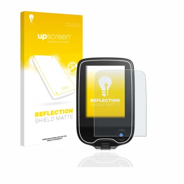 Vorderseite einer Produktverpackung mit dem Markenlogo upscreen. Daneben ist das Gerät Freestyle Libre 3 mit dem zugehörigen D