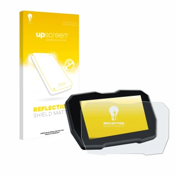 Vorderseite einer Produktverpackung mit dem Markenlogo upscreen. Daneben ist das Gerät Ducati Multistrada V4 2021+ mit dem zug