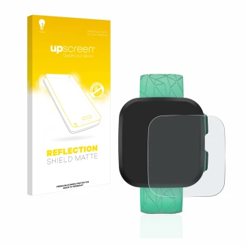 Vorderseite einer Produktverpackung mit dem Markenlogo upscreen. Daneben ist das Gerät Garmin Bounce mit dem zugehörigen Displ