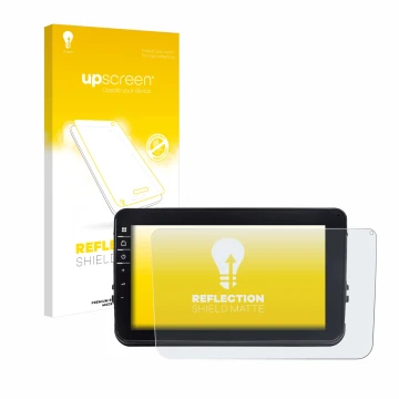 Vorderseite einer Produktverpackung mit dem Markenlogo upscreen. Daneben ist das Gerät Dynavin D8-V8 8