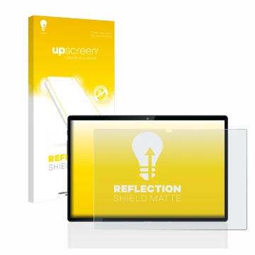 Vorderseite einer Produktverpackung mit dem Markenlogo upscreen. Daneben ist das Gerät Mediacom SmartPad Azimut 3 Lite 4G mit 