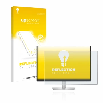 Vorderseite einer Produktverpackung mit dem Markenlogo upscreen. Daneben ist das Gerät Dell Professional P2423 mit dem zugehör