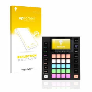 Vorderseite einer Produktverpackung mit dem Markenlogo upscreen. Daneben ist das Gerät Wolfmix W1 mit dem zugehörigen Displays