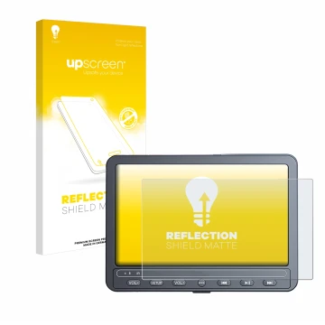 Vorderseite einer Produktverpackung mit dem Markenlogo upscreen. Daneben ist das Gerät Naviskauto 10.5