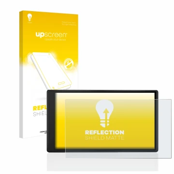 Vorderseite einer Produktverpackung mit dem Markenlogo upscreen. Daneben ist das Gerät Garmin Drive 55 mit dem zugehörigen Dis