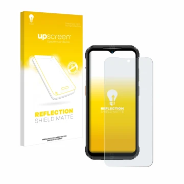 Vorderseite einer Produktverpackung mit dem Markenlogo upscreen. Daneben ist das Gerät Ulefone Armor 21 mit dem zugehörigen Di