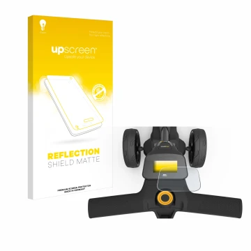 Vorderseite einer Produktverpackung mit dem Markenlogo upscreen. Daneben ist das Gerät PowaKaddy FX3 mit dem zugehörigen Displ