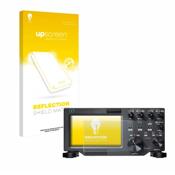 Vorderseite einer Produktverpackung mit dem Markenlogo upscreen. Daneben ist das Gerät FlexRadio Maestro FLEX-6000 mit dem zug