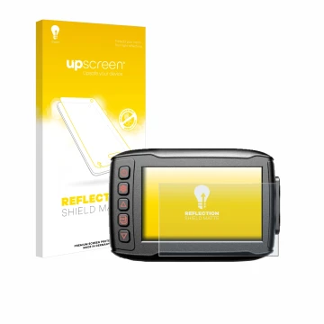 Vorderseite einer Produktverpackung mit dem Markenlogo upscreen. Daneben ist das Gerät Blueskysea DV999 mit dem zugehörigen Di