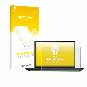 Vorderseite einer Produktverpackung mit dem Markenlogo upscreen. Daneben ist das Gerät Lenovo ThinkPad T16 Gen 2 mit dem zugeh