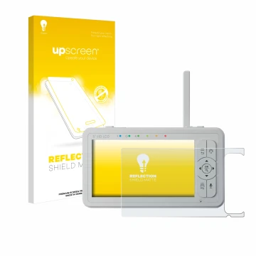 Vorderseite einer Produktverpackung mit dem Markenlogo upscreen. Daneben ist das Gerät Babysense HD S2 5