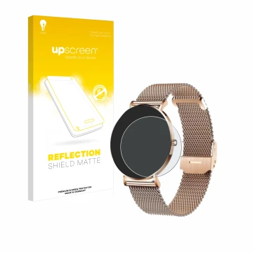 Vorderseite einer Produktverpackung mit dem Markenlogo upscreen. Daneben ist das Gerät Xcoast X-Watch Siona 2 mit dem zugehöri