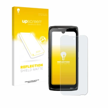 Vorderseite einer Produktverpackung mit dem Markenlogo upscreen. Daneben ist das Gerät Crosscall Core-Z5 mit dem zugehörigen D