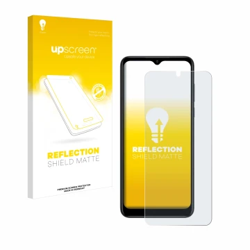 Vorderseite einer Produktverpackung mit dem Markenlogo upscreen. Daneben ist das Gerät ZTE Blade V50 Design 5G mit dem zugehör
