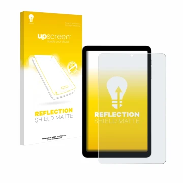 Vorderseite einer Produktverpackung mit dem Markenlogo upscreen. Daneben ist das Gerät Alldocube iPlay 50 mini mit dem zugehör