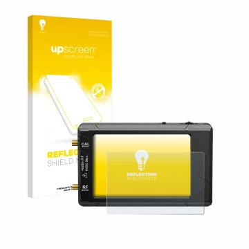 Vorderseite einer Produktverpackung mit dem Markenlogo upscreen. Daneben ist das Gerät tinySA ultra spectrum analyser mit dem 