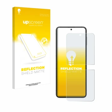 Vorderseite einer Produktverpackung mit dem Markenlogo upscreen. Daneben ist das Gerät Samsung Galaxy Z Flip 5 mit dem zugehör