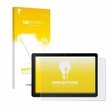 Vorderseite einer Produktverpackung mit dem Markenlogo upscreen. Daneben ist das Gerät Acer Iconia Tab M10 mit dem zugehörigen