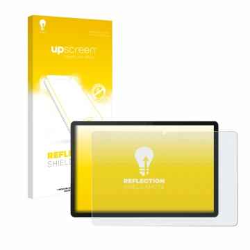 Vorderseite einer Produktverpackung mit dem Markenlogo upscreen. Daneben ist das Gerät Lenovo Tab P12 2023 mit dem zugehörigen