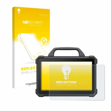 Vorderseite einer Produktverpackung mit dem Markenlogo upscreen. Daneben ist das Gerät Launch X-431 Tab VII (Tab 7) Elite mit 