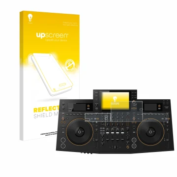 Vorderseite einer Produktverpackung mit dem Markenlogo upscreen. Daneben ist das Gerät Pioneer OPUS-QUAD mit dem zugehörigen D