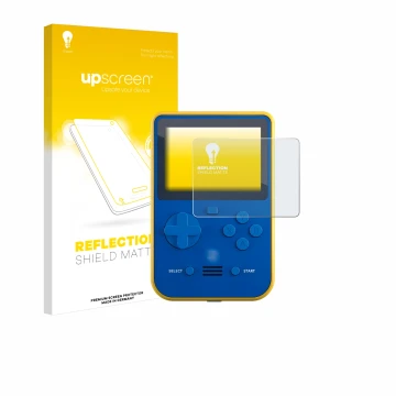 Vorderseite einer Produktverpackung mit dem Markenlogo upscreen. Daneben ist das Gerät Blaze Super Pocket mit dem zugehörigen 