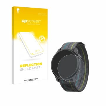 Vorderseite einer Produktverpackung mit dem Markenlogo upscreen. Daneben ist das Gerät Coros Pace 3 mit dem zugehörigen Displa