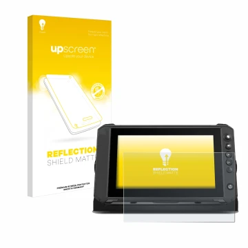 Vorderseite einer Produktverpackung mit dem Markenlogo upscreen. Daneben ist das Gerät Lowrance Elite FS 9 mit dem zugehörigen