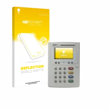Vorderseite einer Produktverpackung mit dem Markenlogo upscreen. Daneben ist das Gerät ingenico eHealth ORGA Neo 6141 mit dem 