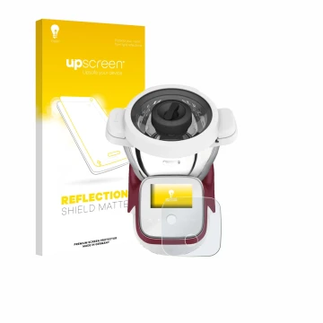 Vorderseite einer Produktverpackung mit dem Markenlogo upscreen. Daneben ist das Gerät Moulinex i-Companion Touch XL mit dem z