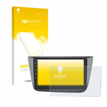 Vorderseite einer Produktverpackung mit dem Markenlogo upscreen. Daneben ist das Gerät Topway Android CarPlay (9