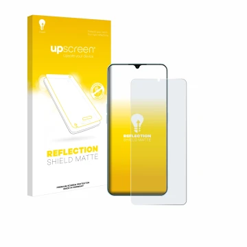 Vorderseite einer Produktverpackung mit dem Markenlogo upscreen. Daneben ist das Gerät Oppo A78 5G mit dem zugehörigen Display