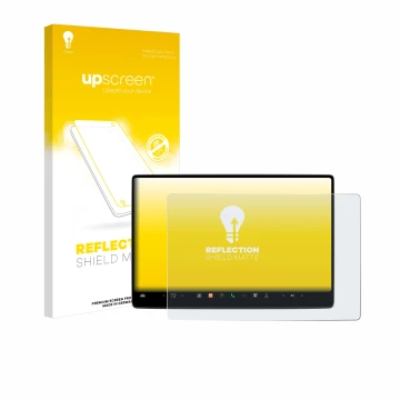 Vorderseite einer Produktverpackung mit dem Markenlogo upscreen. Daneben ist das Gerät Tesla Model 3 2024 mit dem zugehörigen 