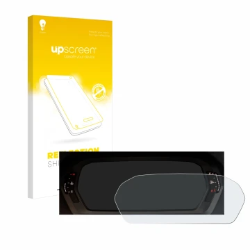 Vorderseite einer Produktverpackung mit dem Markenlogo upscreen. Daneben ist das Gerät Audi A3 2023 Virtual cockpit mit dem zu