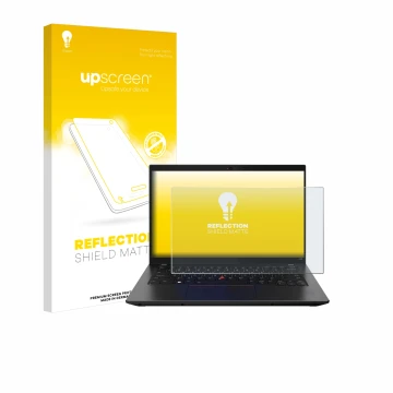 Vorderseite einer Produktverpackung mit dem Markenlogo upscreen. Daneben ist das Gerät Lenovo ThinkPad L14 Gen 3 mit dem zugeh