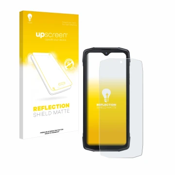 Vorderseite einer Produktverpackung mit dem Markenlogo upscreen. Daneben ist das Gerät Cubot King Kong Star 5G mit dem zugehör