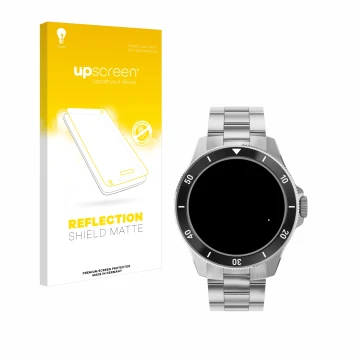 Vorderseite einer Produktverpackung mit dem Markenlogo upscreen. Daneben ist das Gerät Withings ScanWatch Nova (42 mm) mit dem
