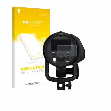 Vorderseite einer Produktverpackung mit dem Markenlogo upscreen. Daneben ist das Gerät Profoto B1X mit dem zugehörigen Display