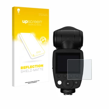 Vorderseite einer Produktverpackung mit dem Markenlogo upscreen. Daneben ist das Gerät Profoto A10 mit dem zugehörigen Display