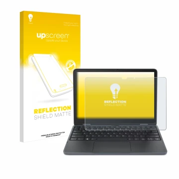 Vorderseite einer Produktverpackung mit dem Markenlogo upscreen. Daneben ist das Gerät Lenovo 300w Yoga 11