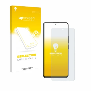 Vorderseite einer Produktverpackung mit dem Markenlogo upscreen. Daneben ist das Gerät Xiaomi Poco X6 mit dem zugehörigen Disp