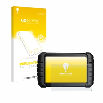 Vorderseite einer Produktverpackung mit dem Markenlogo upscreen. Daneben ist das Gerät iCarsoft CR Max BT (2024) mit dem zugeh