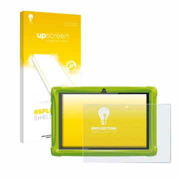 Vorderseite einer Produktverpackung mit dem Markenlogo upscreen. Daneben ist das Gerät Clementoni Clempad 10 mit dem zugehörig