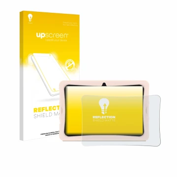 Vorderseite einer Produktverpackung mit dem Markenlogo upscreen. Daneben ist das Gerät Doogee U10 Kid mit dem zugehörigen Disp