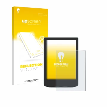 Vorderseite einer Produktverpackung mit dem Markenlogo upscreen. Daneben ist das Gerät Vivlio Light mit dem zugehörigen Displa