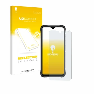 Vorderseite einer Produktverpackung mit dem Markenlogo upscreen. Daneben ist das Gerät Umidigi Bison X20 mit dem zugehörigen D