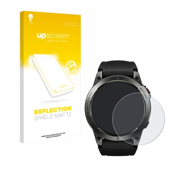 Vorderseite einer Produktverpackung mit dem Markenlogo upscreen. Daneben ist das Gerät Zeblaze Stratos 3 mit dem zugehörigen D