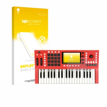 Vorderseite einer Produktverpackung mit dem Markenlogo upscreen. Daneben ist das Gerät Akai Professional MPC Key 37 mit dem zu