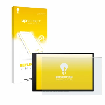 Vorderseite einer Produktverpackung mit dem Markenlogo upscreen. Daneben ist das Gerät Garmin DriveSmart 86 MT-S mit dem zugeh