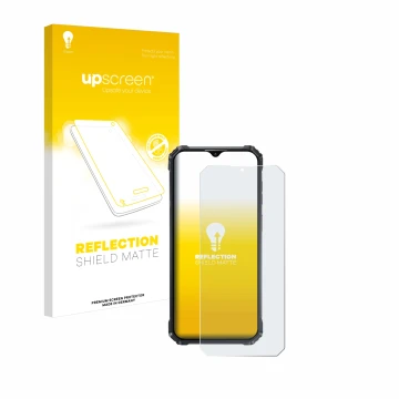 Vorderseite einer Produktverpackung mit dem Markenlogo upscreen. Daneben ist das Gerät Oukitel WP36 mit dem zugehörigen Displa